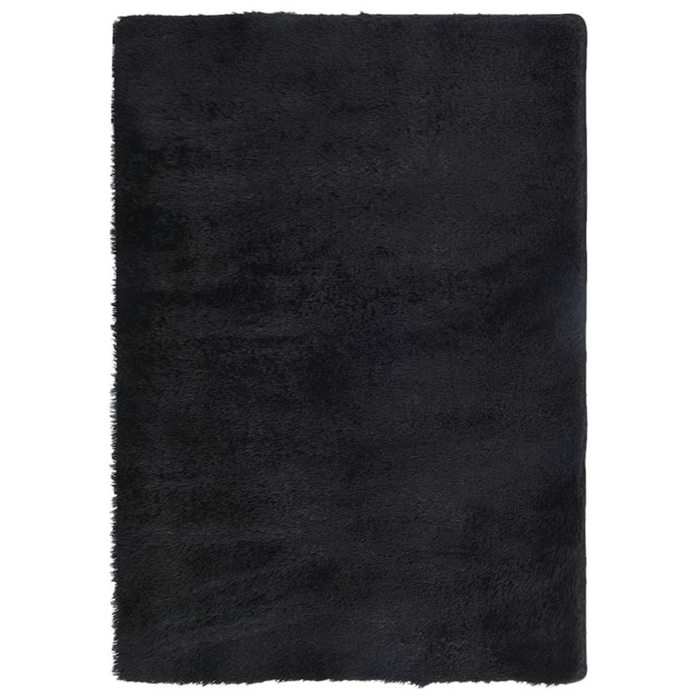 Tapis shaggy à poils longs navarra noir 120x170 cm polyester