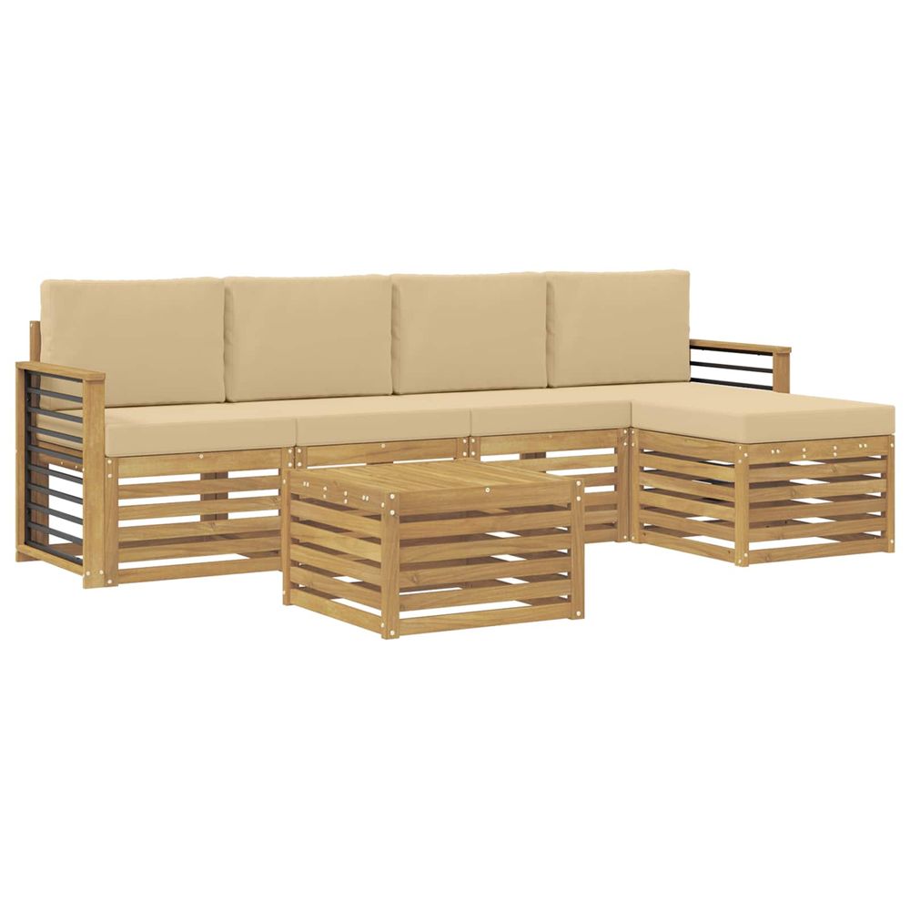 Ensemble de canapés d'extérieur 6 pc blanc et beige polyester
