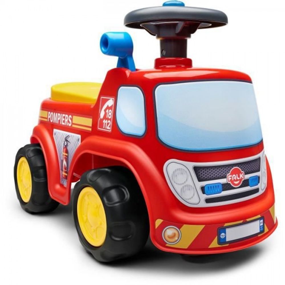 Porteur trotteur - - pompier - assise ouvrante et volant directionnel - des 12 mois - 100% fabriqué en france