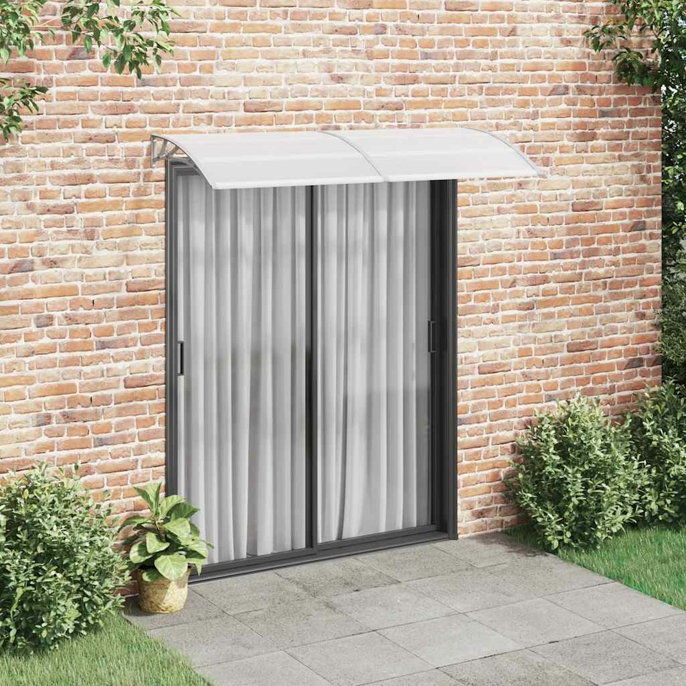 Auvent de porte gris et transparent 200x75 cm pc