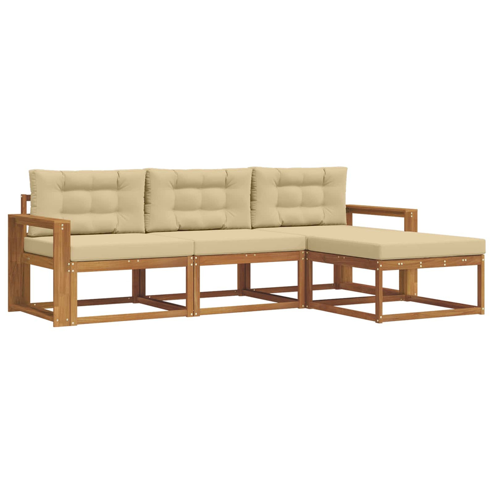 Ensemble de canapés d'extérieur 4 pcs naturel et beige