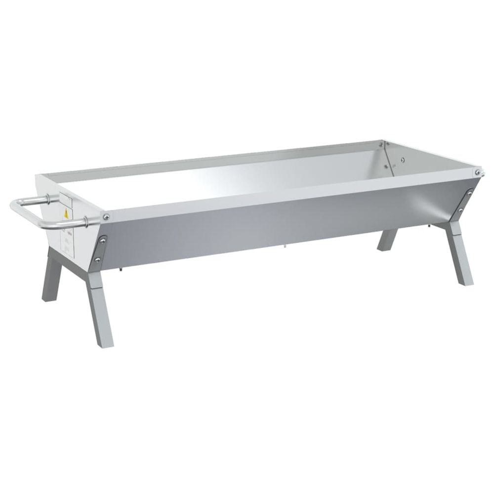 Plateau pour barbecue argenté 118x42x30,5 cm acier inoxydable