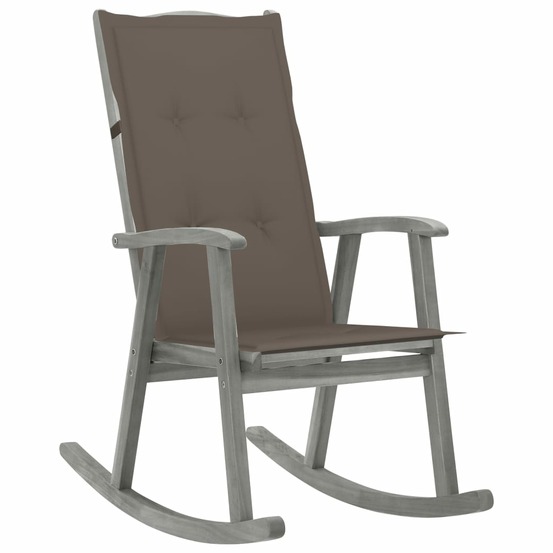 Chaise à bascule avec coussins gris bois d'acacia massif