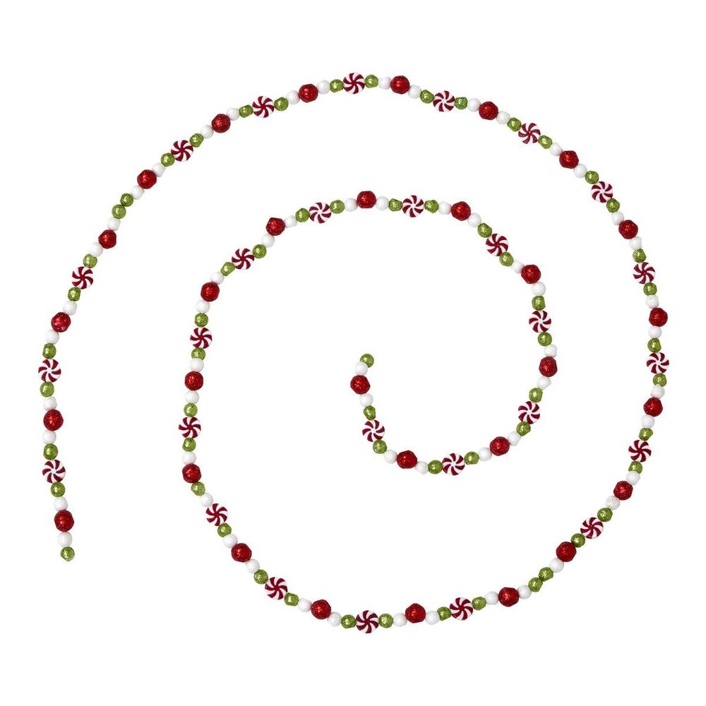 Guirlande de noël motif bonbons rouge, vert et blanc 240 cm