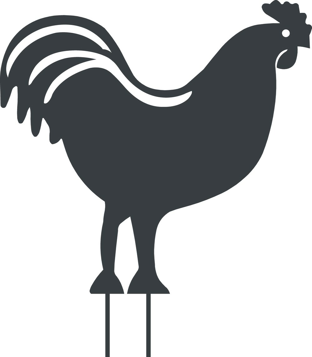 Figurine à piquer coq - 42,5x42 cm - anthracite