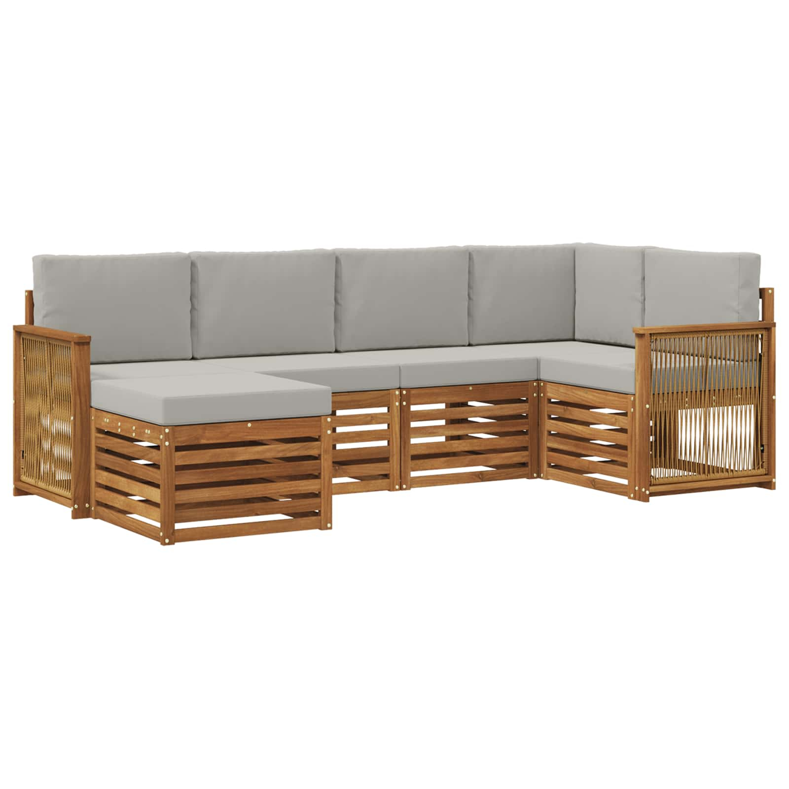 Ensemble de canapé d'angle 5 pcs naturel et gris clair