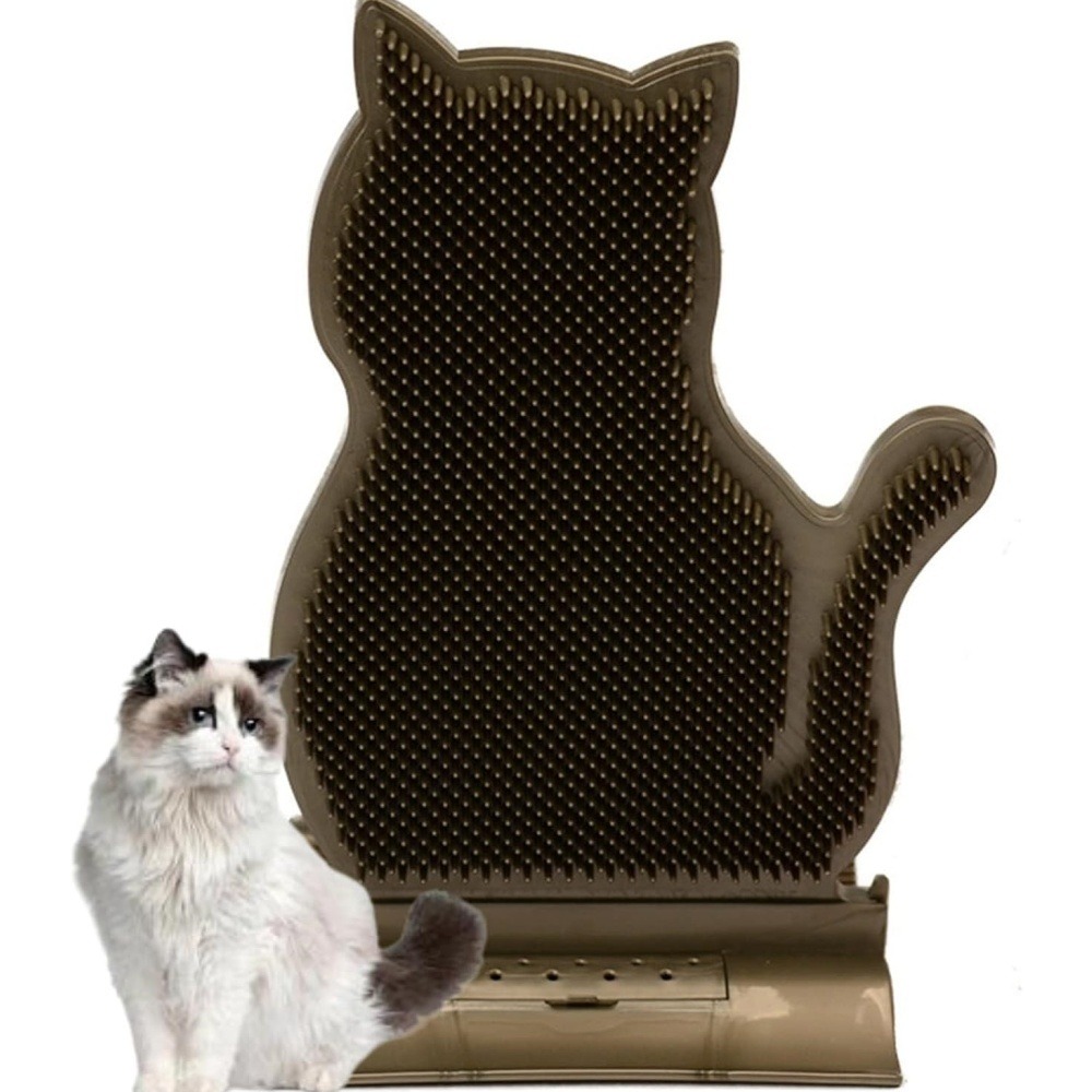Griffoir pour chat-peigne et massageur pour chat forme de chat-