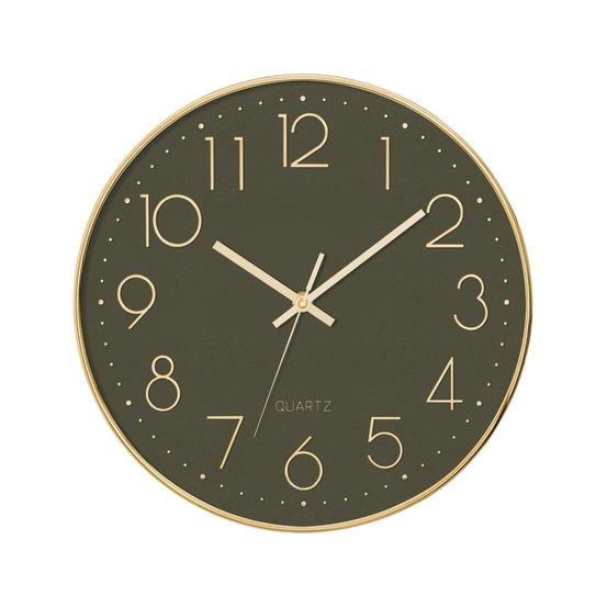 Pendule murale silencieuse contour or d 30 cm
