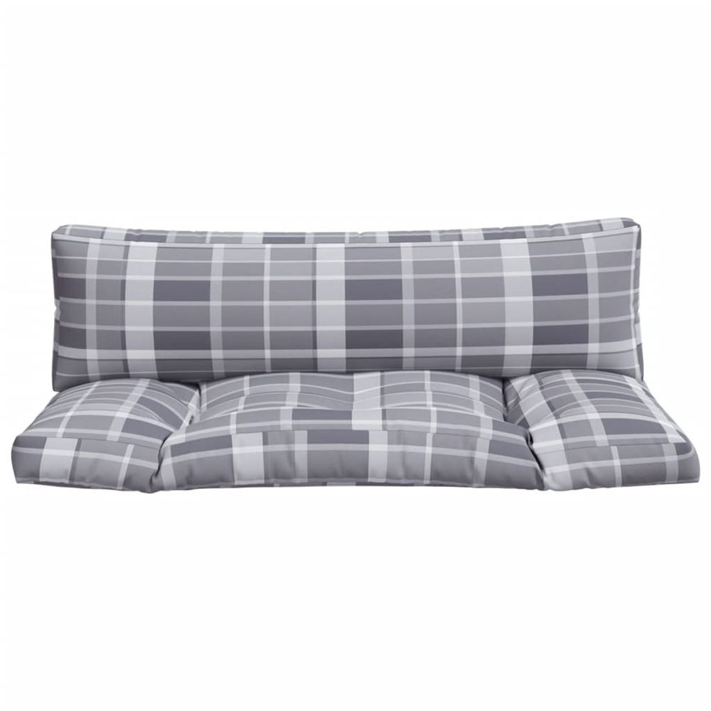 Coussins de palette 2 pcs carreaux gris tissu