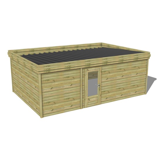 Abri de jardin bois pin traité autoclave 27mm - 6,89x4,34m / 30m2 - bac acier - abri français