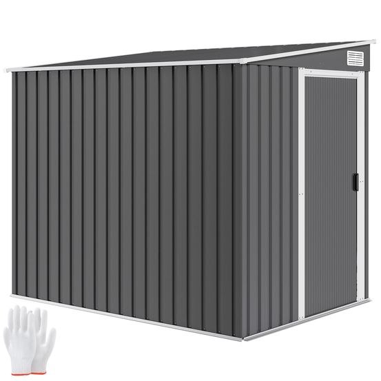 Abri de jardin acier extérieur rangement outils adossable 154x206cm gris foncé - comfortxl outdoor living