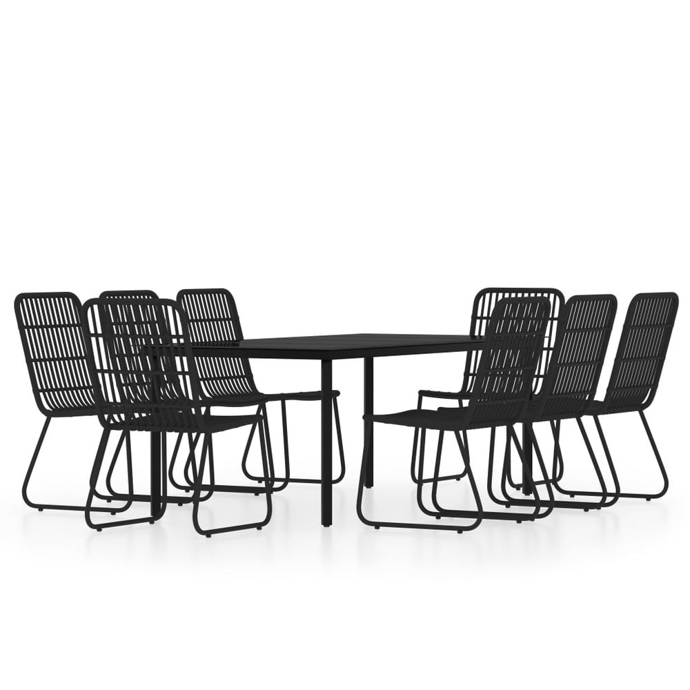 Ensemble de salle à manger de jardin meuble extérieur 9 pièces noir