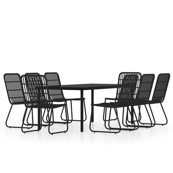 Ensemble de salle à manger de jardin meuble extérieur 9 pièces noir