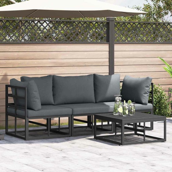 Ensemble de canapé de jardin 4 pcs noir métal