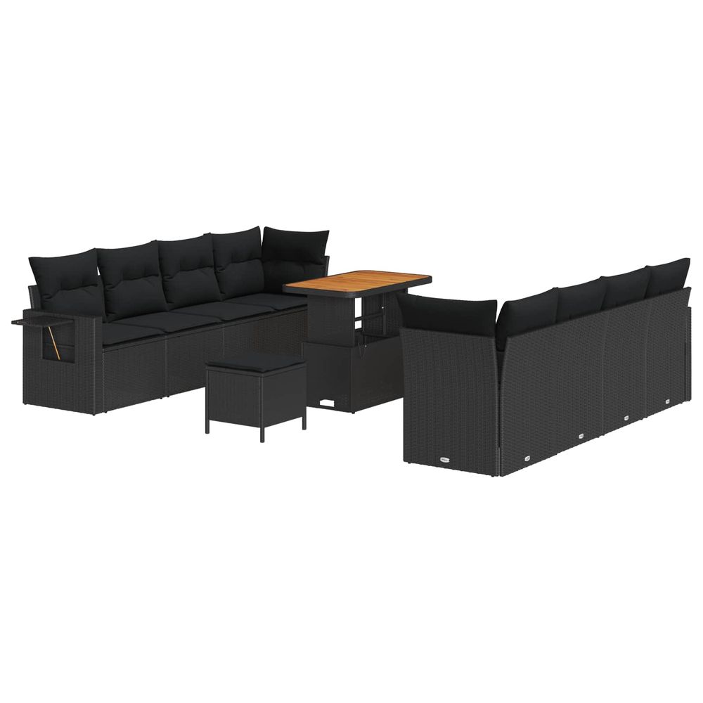 Ensemble de canapé de jardin noir polyrotin