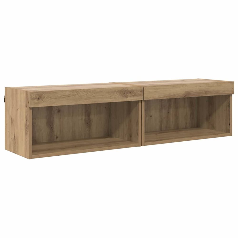 Ensemble meuble tv 2 pc chêne artisanal bois d'ingénierie