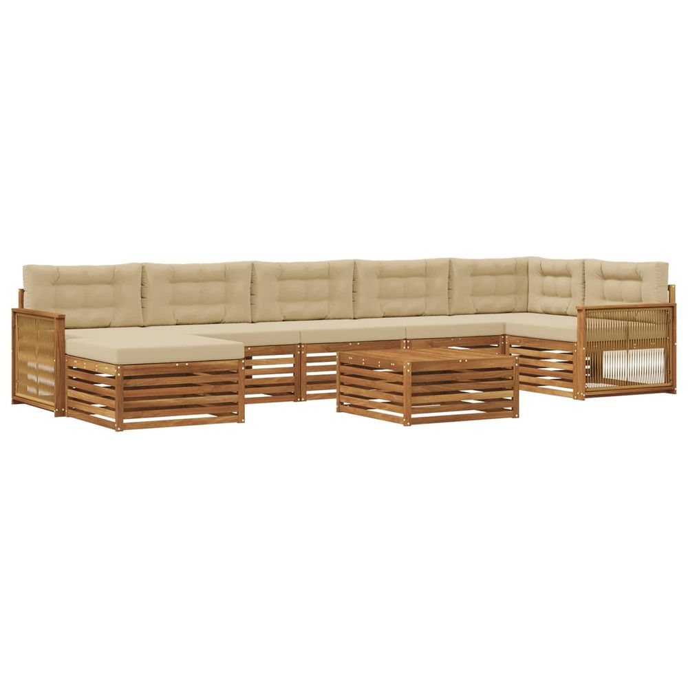 Ensemble de canapés d'extérieur 8 pc naturel et beige