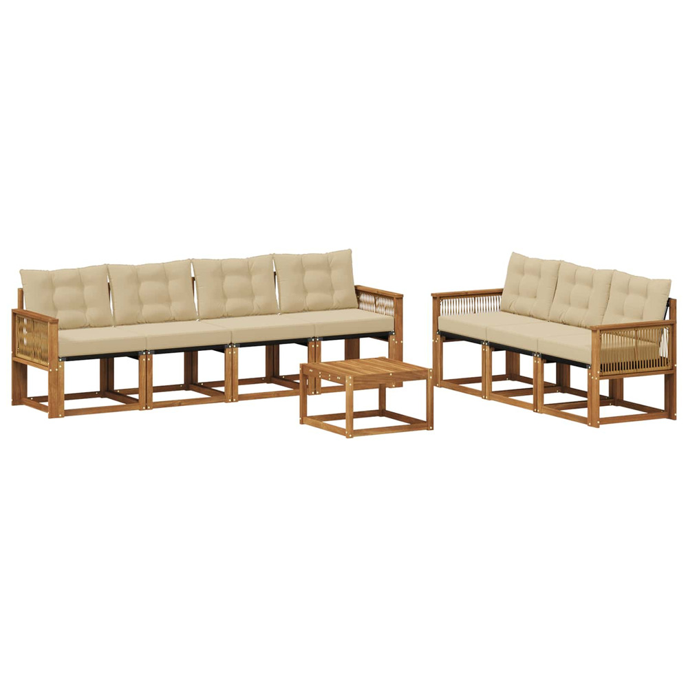 Ensemble de canapés d'extérieur 8 pcs naturel et beige
