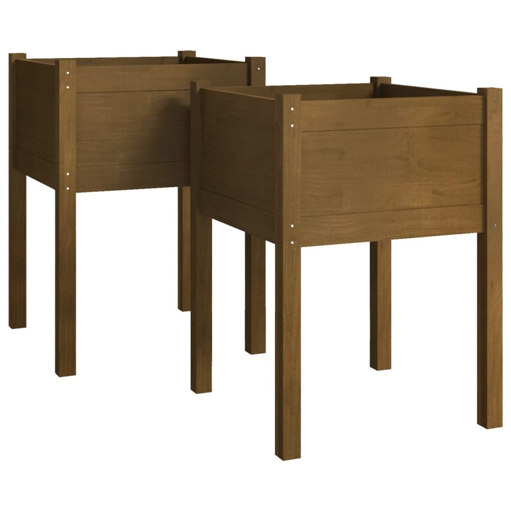 Jardinière d'extérieurs 2 pcs marron miel 50x50x70 cm bois de pin massif