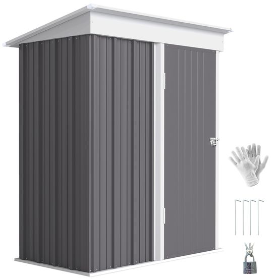 Abri de jardin acier galvanisé gris 161 x 95 x 181 cm avec étagères et porte verrouillable - comfortxl outdoor living