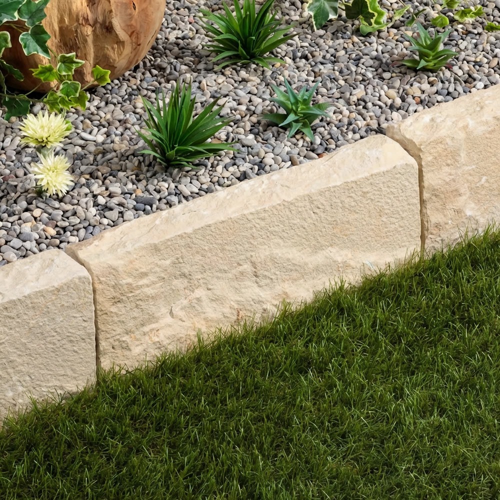 Bordure de jardin grès kandla beige 50x20x8 cm (à l'unité) - ro'ma nature