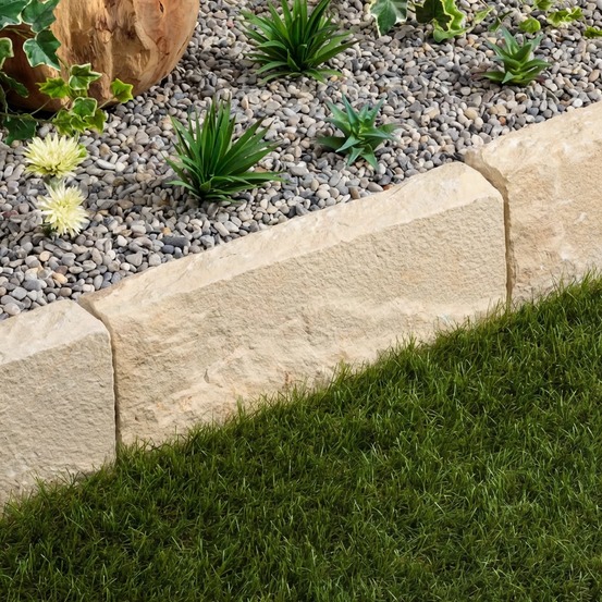 Bordure de jardin grès kandla beige 50x20x8 cm (à l'unité) - ro'ma nature