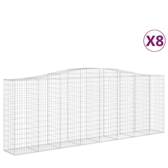 Paniers à gabions arqués 8 pcs 400x50x140/160 cm fer galvanisé