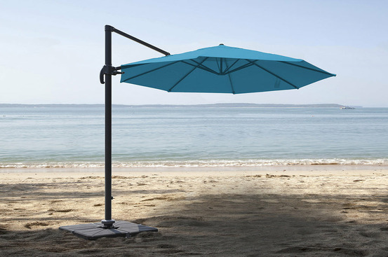 Parasol déporté rond bleu canard tobago éco jardiline ø3 m