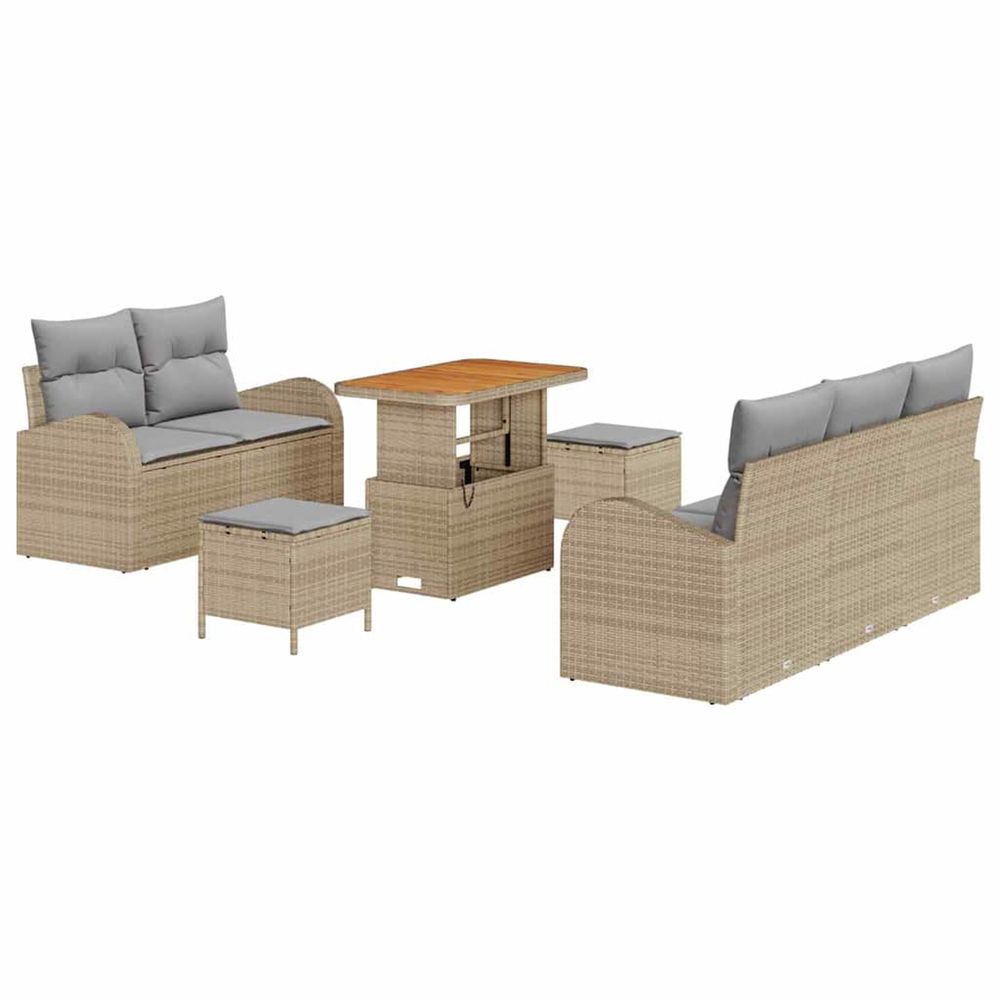 Ensemble de canapé de jardin 8 pc beige polyrotin