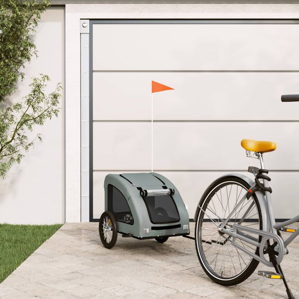 Remorque vélo chien chariot transport oxford pour balades sécurisées m gris