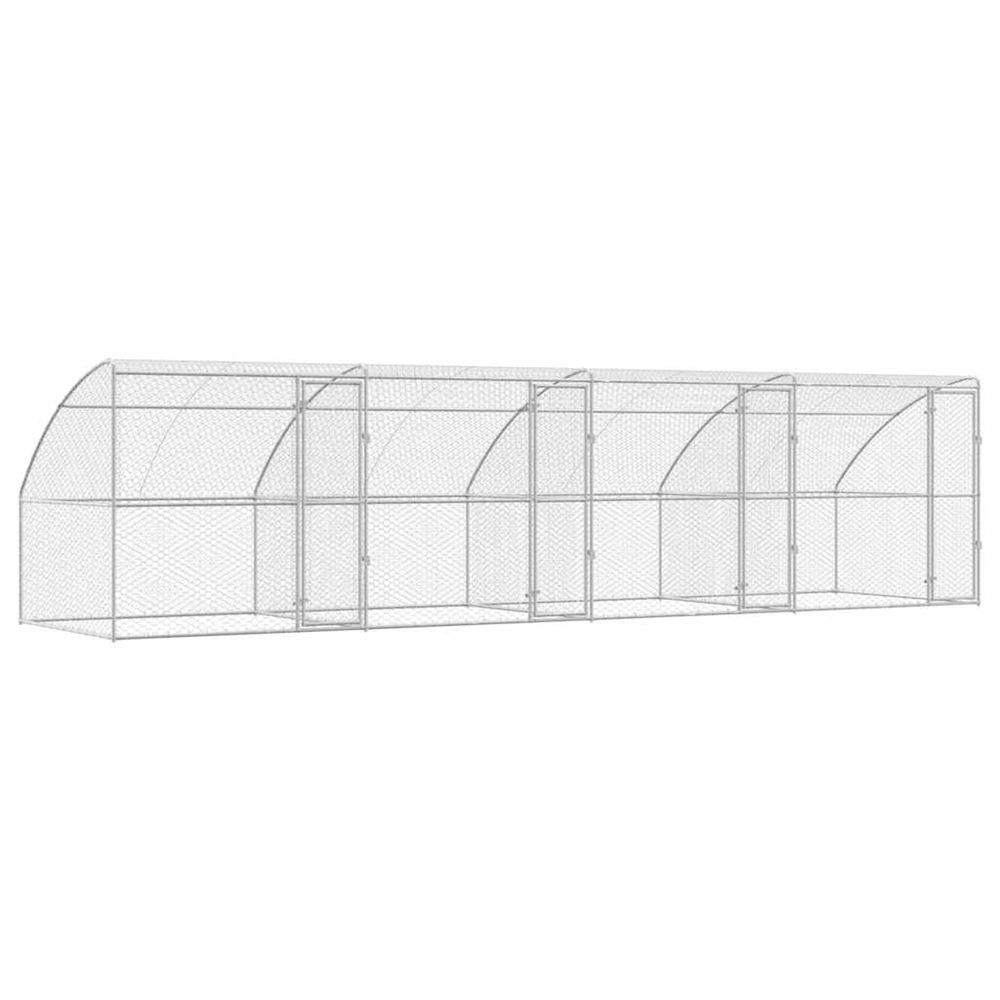 Kennel pour chiens 4 pc argenté 8 x 2 x 2 m acier galvanisé