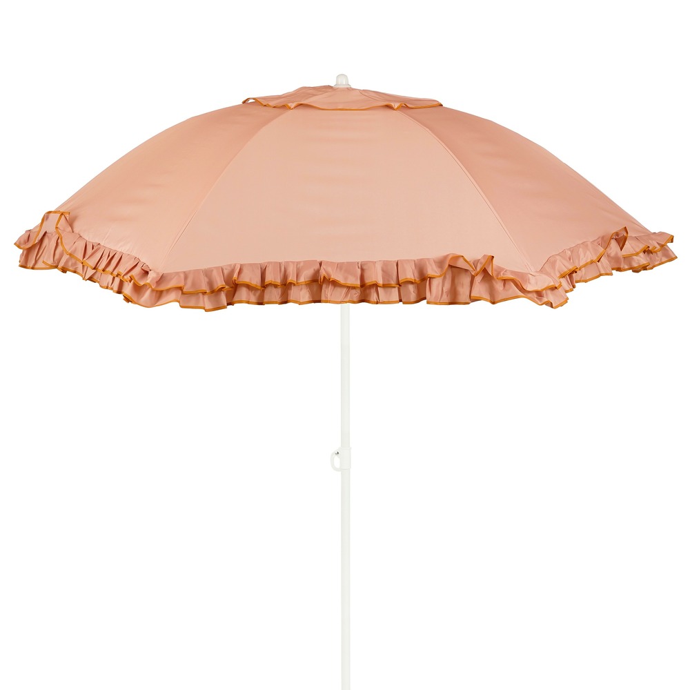 Mica decorations parasol inclinable avec volants - protection solaire 238 x ø195 cm - parasol plage jardin ou balcon - polyester,