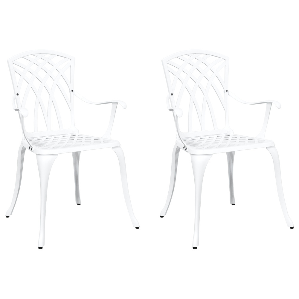 Chaises de jardin 2 pcs aluminium moulé blanc