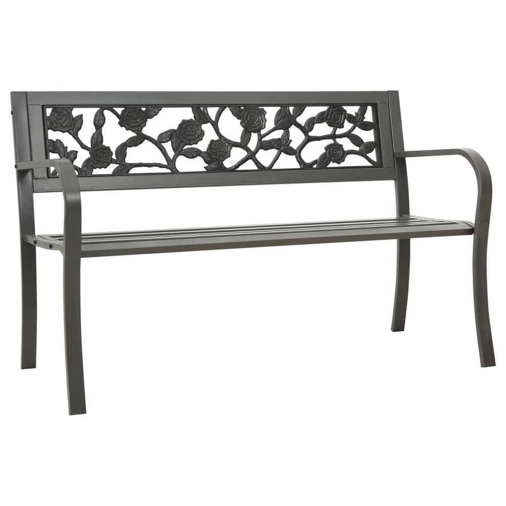 Banc de jardin meuble de patio d'extérieur terrasse 125 x 53 x 77 cm acier gris
