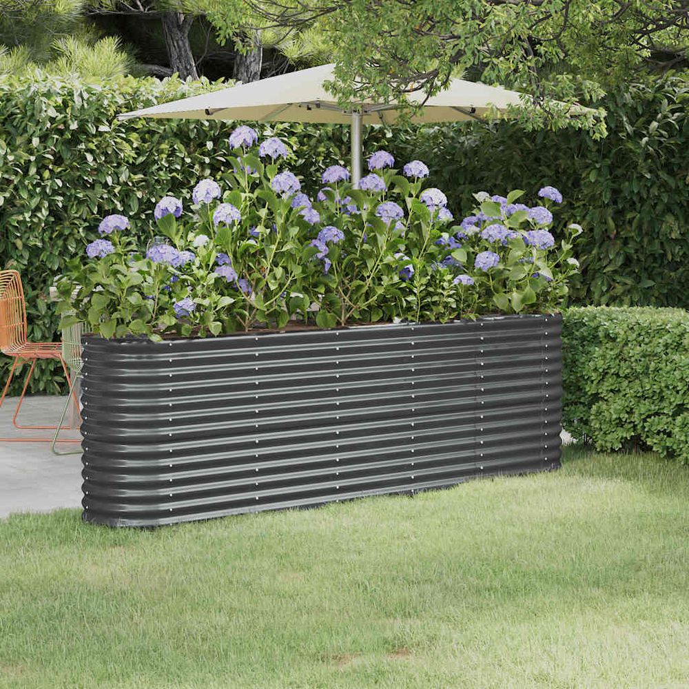 Carré potager surélevé acier galvanisé jardin anthracite 224x40x68 cm