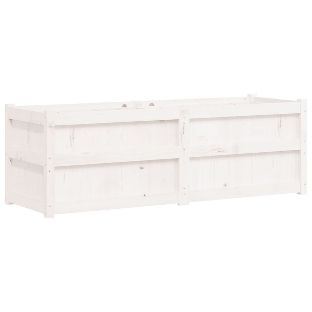 Jardinière blanc 150x50x50 cm bois massif de pin