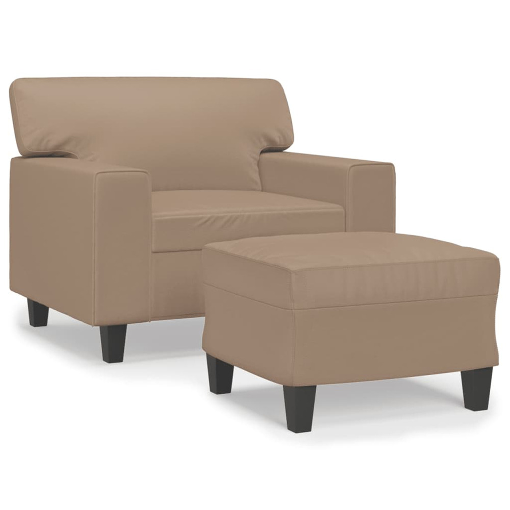 Fauteuil avec repose-pied cappuccino 60 cm similicuir