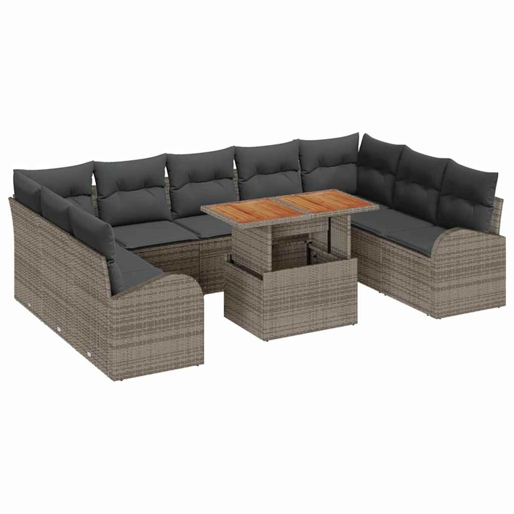 Ensemble de canapé de jardin 10 pc gris poly rotin