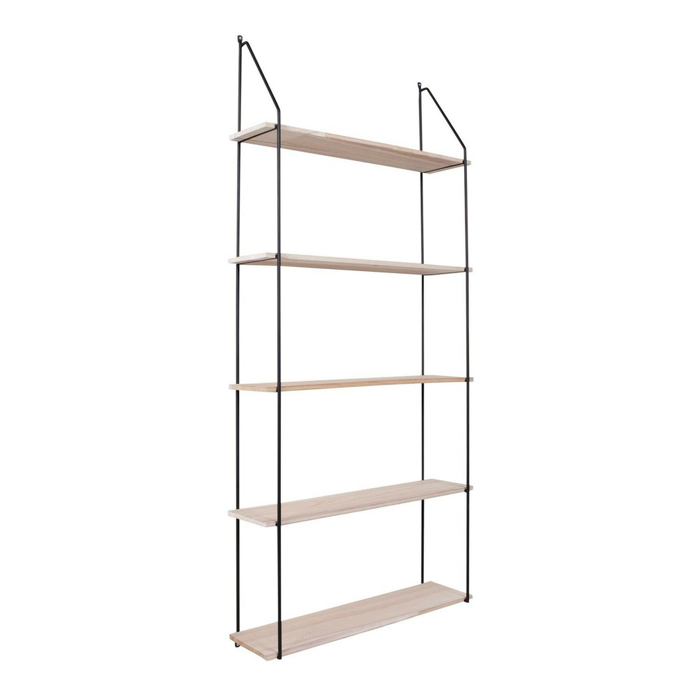 Etagère 5 étages en bois naturel avec cadre noir 65 x 17 x 145 cm