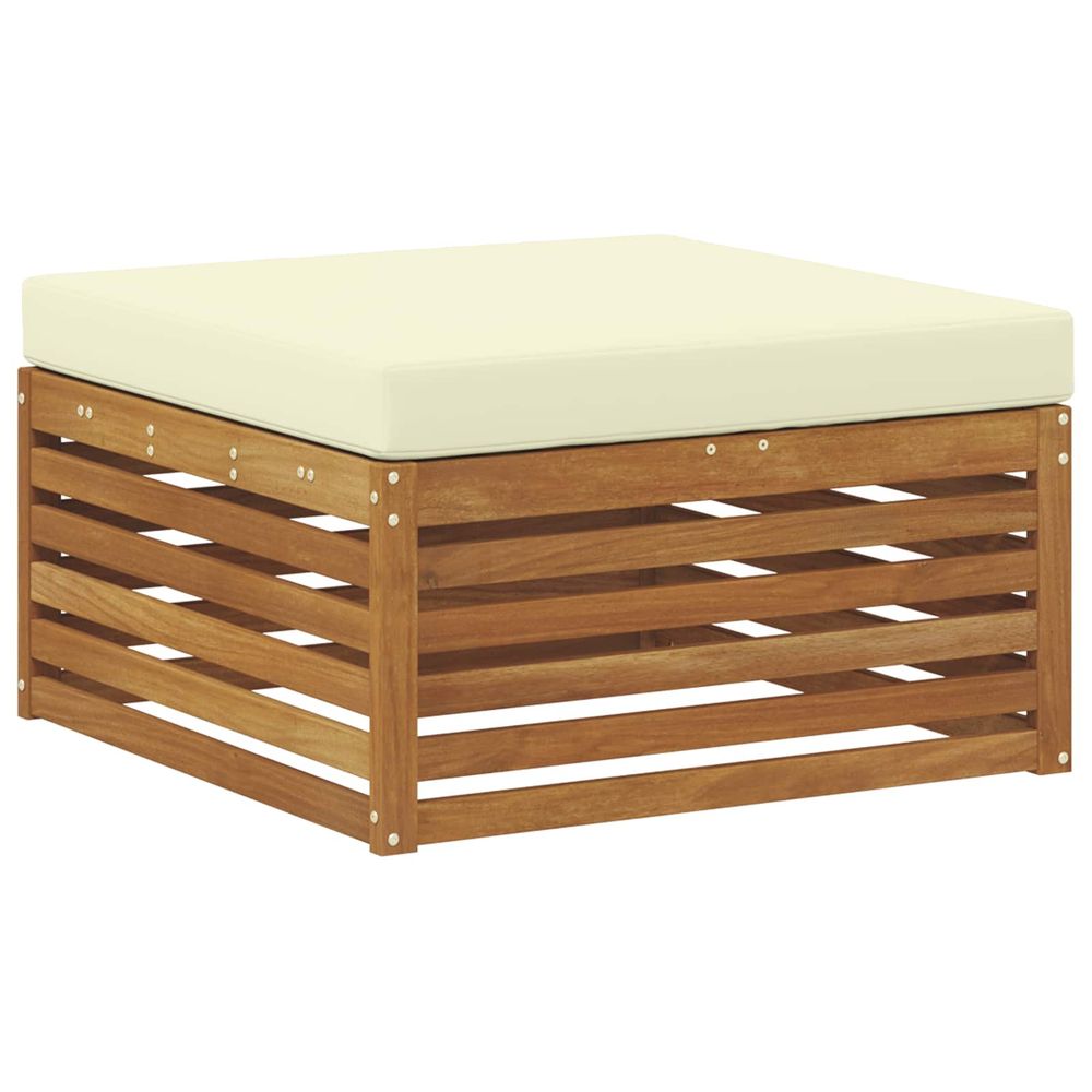 Pouf d'extérieur bois d'acacia massif naturel