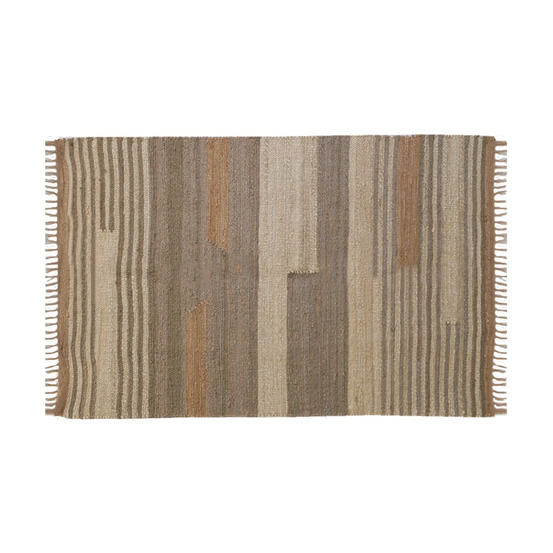 Tapis en jute naturel et coton naturel et teinté ethnique naturel et gris - 120