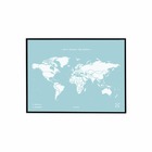 Carte en liège - woody map colors bleu / 60 x 45 cm / cadre noir