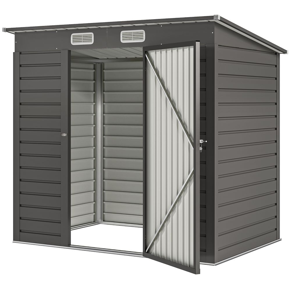 Abri de jardin cabanon dim. 191l x 130l x 166h cm porte verrouillable ventilations tôle acier ondulé gris