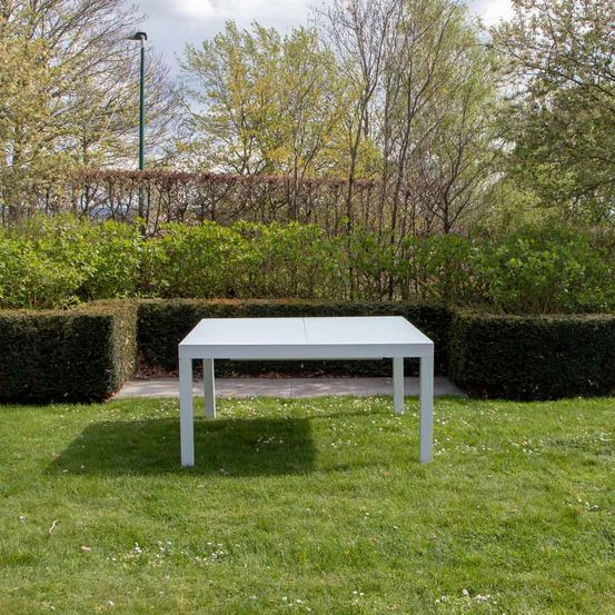 Table de jardin aluminium 8/12 places blanche extensible whitestar