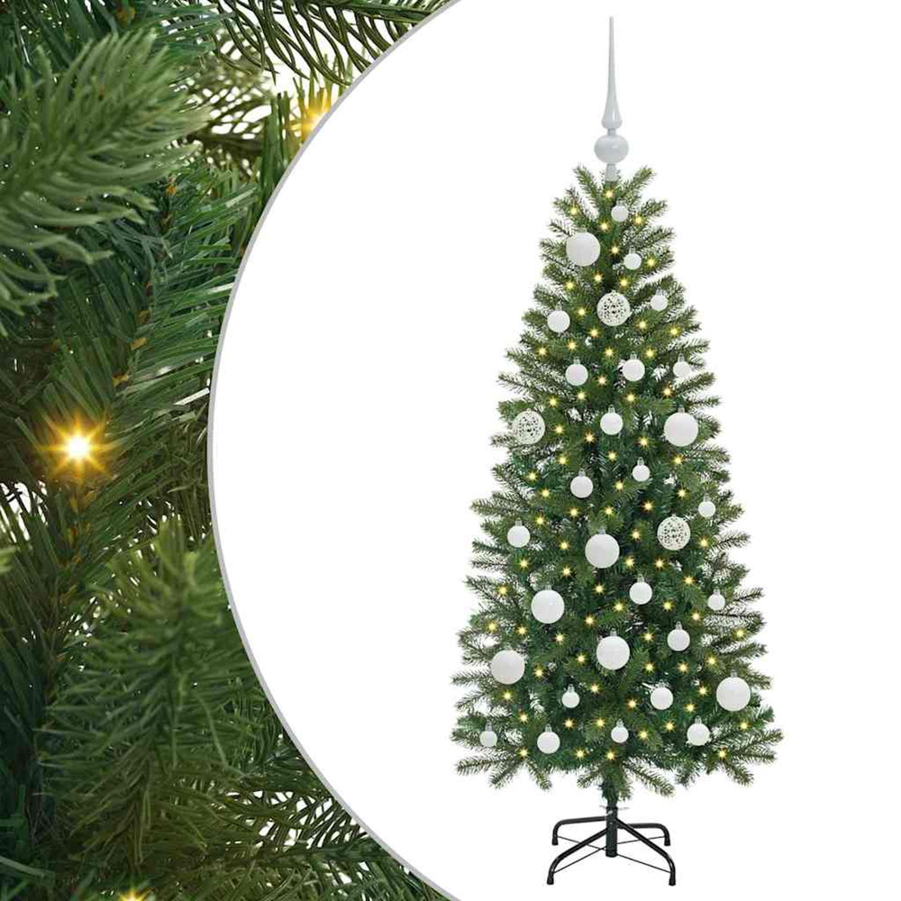 Sapin de noël artificiel avec 150 led vert 120 cm pe et pvc