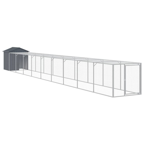 Poulailler enclos cage poules avec cour 117 x 1017 x 123 cm acier galvanisé anthracite