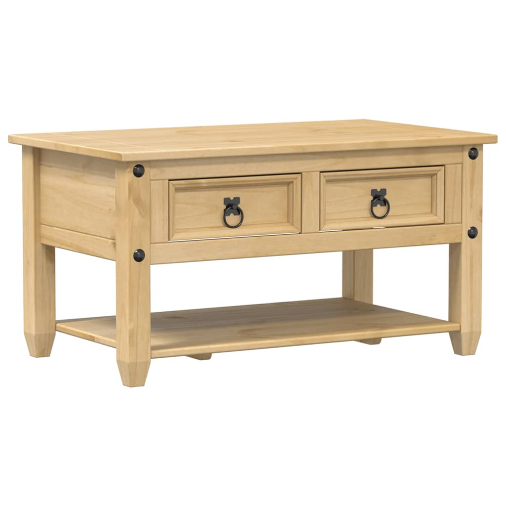 Table basse avec tiroirs corona 85x50x45 cm bois de pin massif
