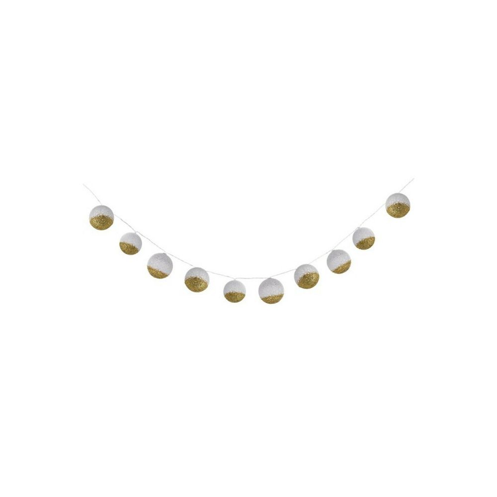 Guirlande lumineuse boule 178cm blanc & or