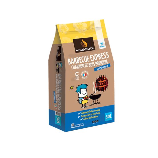Barbecue express - charbon de bois woodstock - sac de 50 l