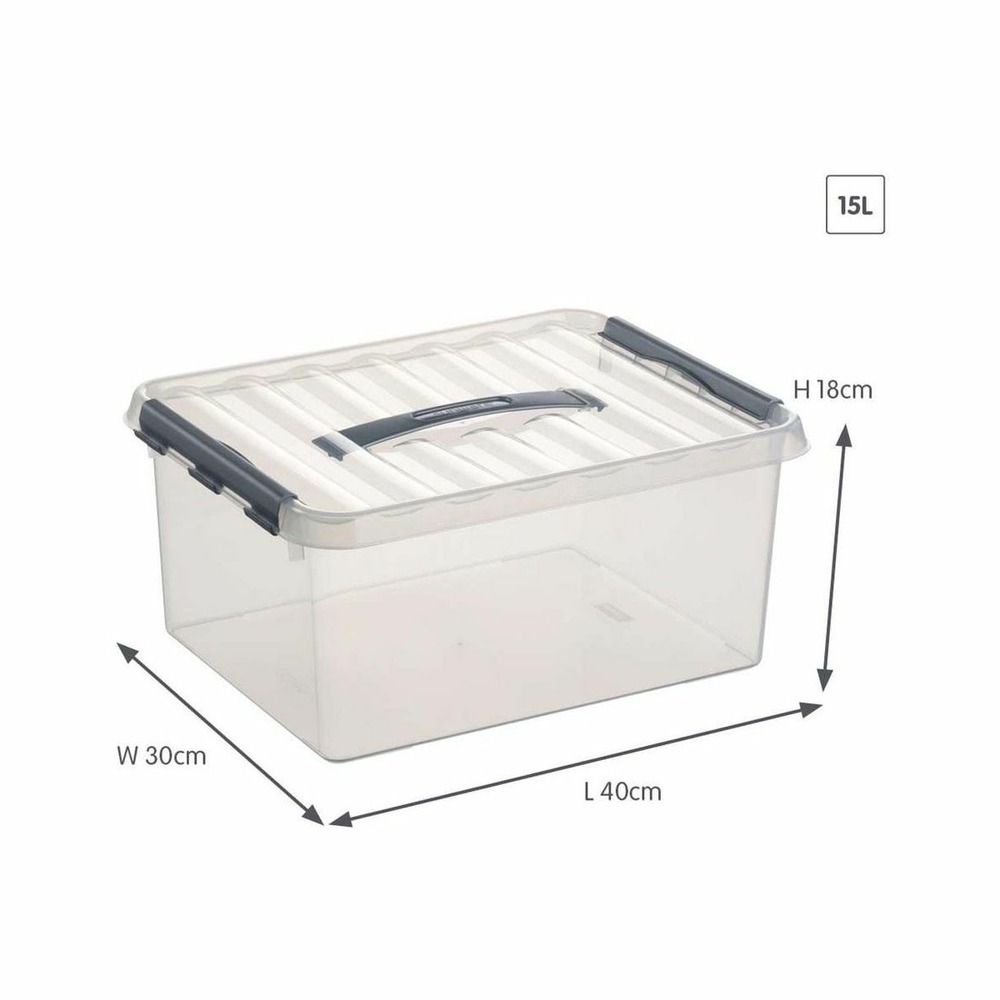 Boîte de rangement en plastique q-line 15 litres
